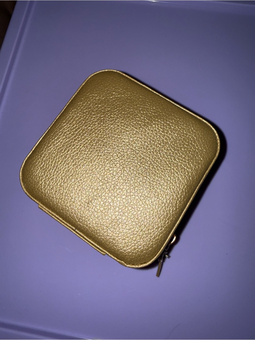 Gold Square Zip Jewelry Case